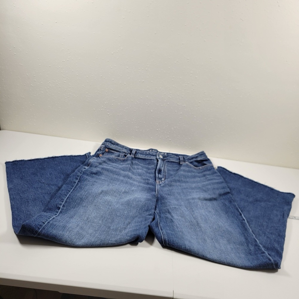 American Eagle Women's Jeans Super High Rise Baggy Wide Leg Size 16 Blue‎